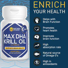 Natural Stacks Antarctic Krill Oil with astaxanthin glow suggests antioxidant power.