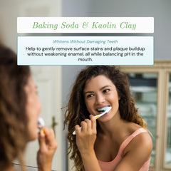 Ingredients: white kaolin clay, xylitol, hydroxyapatite, baking soda