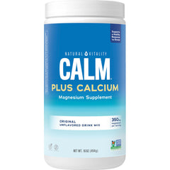 Natural Vitality CALM bottle shows magnesium-calcium blend for daily calm