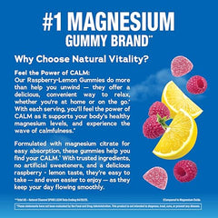 Natural Vitality CALM gummies label closeup showing vegan and gluten-free ingredients.