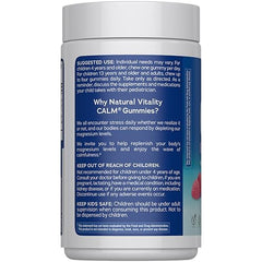 Natural Vitality CALM gummies being poured into a hand for easy daily use.