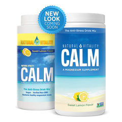 Back label with nutrition facts of Natural Vitality Calm lemon drink mix