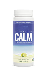 Front label of Natural Vitality Calm lemon drink mix bottle