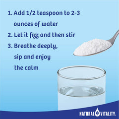 Ingredients panel close-up for Natural Vitality Calm lemon flavor