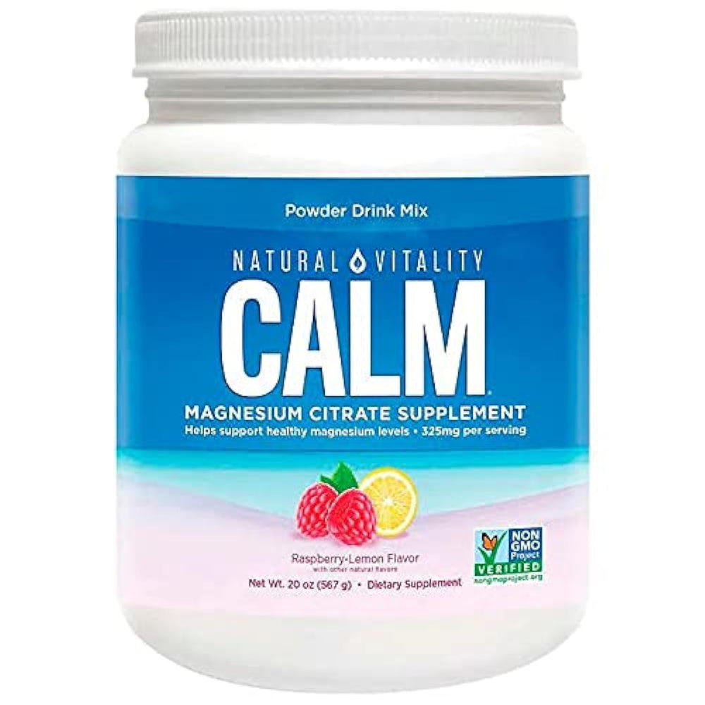 Natural Vitality Calm Magnesium Citrate Powder Raspberry 20 oz bottle