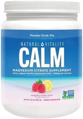 Front view of Natural Vitality Calm Magnesium Citrate Powder Raspberry Lemon 20 oz
