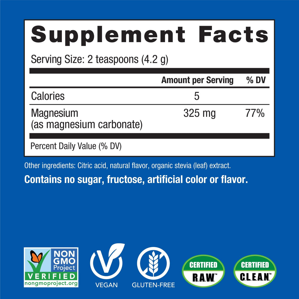Side view of the Natural Vitality CALM Magnesium Drink Mix Cherry 8 oz