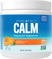 Front view of Natural Vitality CALM Magnesium Drink Mix orange flavor bottle