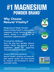 Close-up of dissolving Calm powder in a glass of water