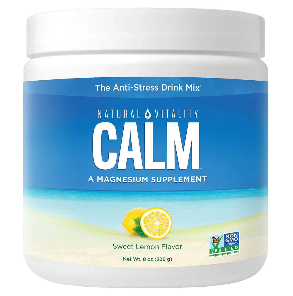 Natural Vitality Calm Magnesium canister with Sweet Lemon flavor, 8 oz