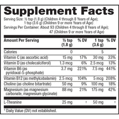 Nutrition label for Natural Vitality CALM Mind Magnesium Drink Mix 12 oz