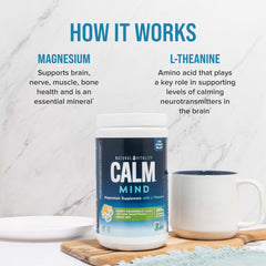 Serving suggestion showing dissolving CALM Mind powder in water