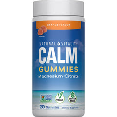 Natural Vitality Calm orange gummies bottle, convenient daily stress support