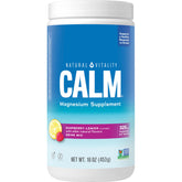 Front view of Natural Vitality CALM Raspberry Lemon Magnesium Drink Mix bottle, 16 oz