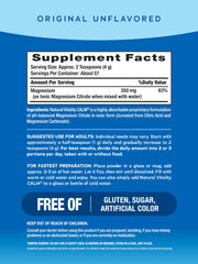 NATURAL VITALITY Original Calm Magnesium Drink Mix 8 oz back view with nutrition facts