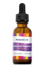 Close-up label details of NaturalCare Adrenal Support bottle