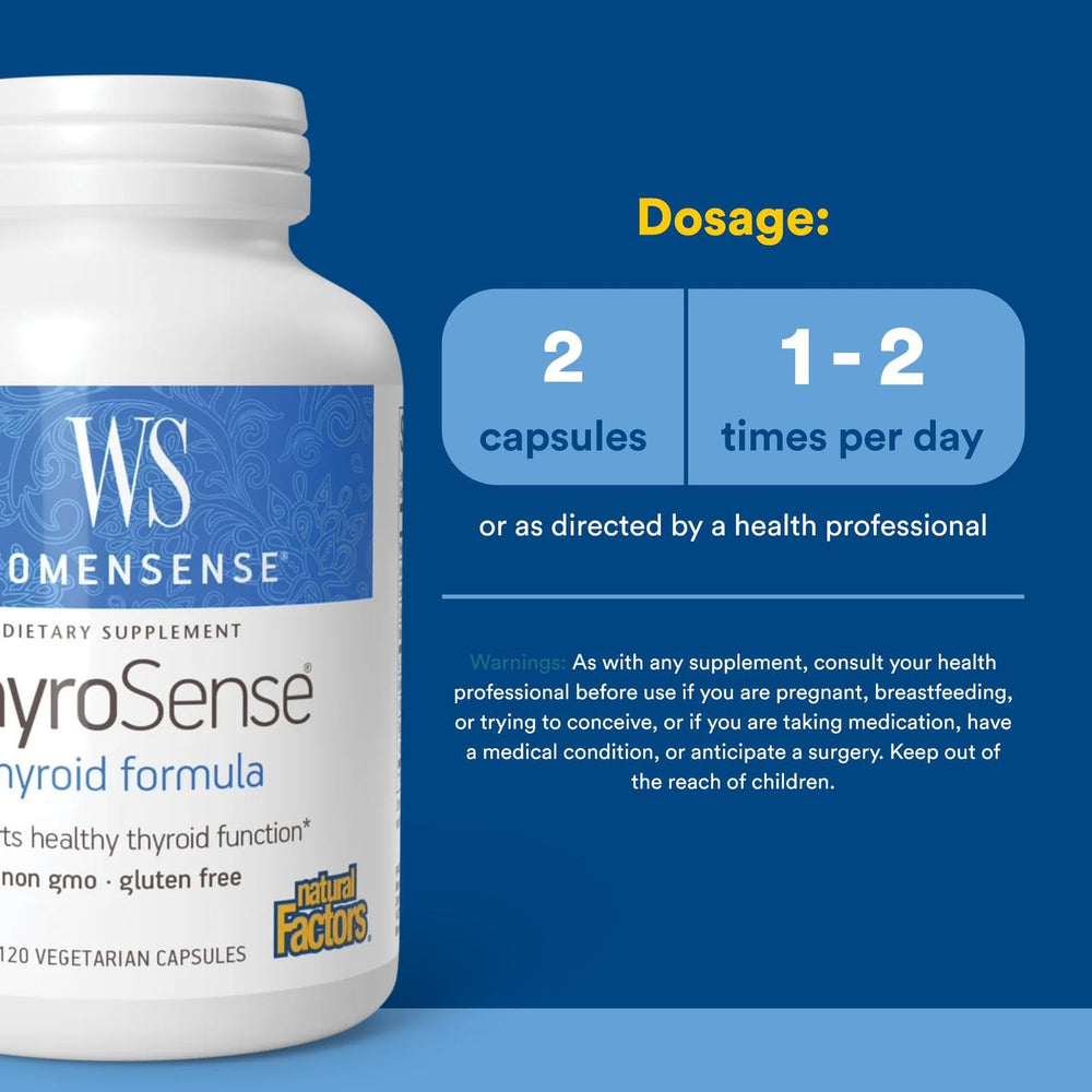 Close-up of ThyroSense label highlighting vegetarian, non-GMO and third-party testing for purity.
