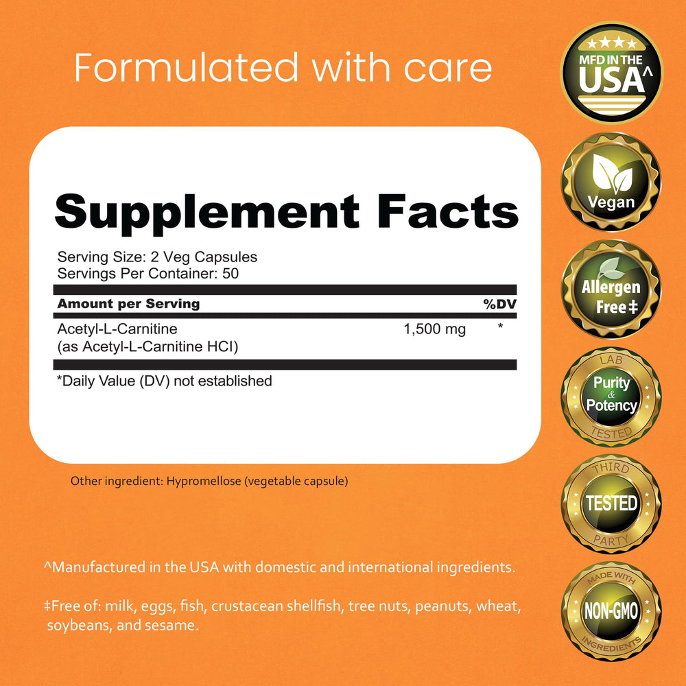 NaturaLife Acetyl L-Carnitine capsules close-up showing vegan capsules