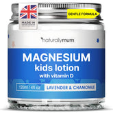 NaturallyMum Kids Magnesium Bedtime Lotion bottle with lavender and chamomile