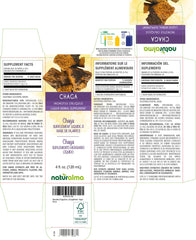 Close-up of Chaga (Inonotus obliquus) mushroom imagery on product label
