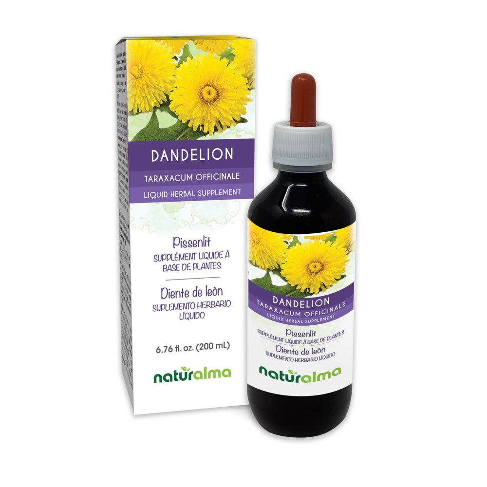 Naturalma Dandelion tincture bottle front, alcohol-free herbal supplement