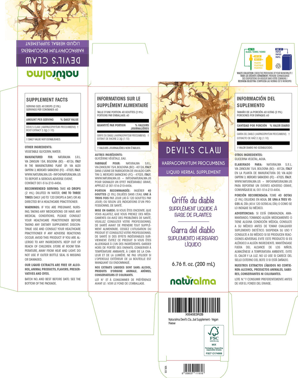 Dropper releasing Devil's Claw tincture