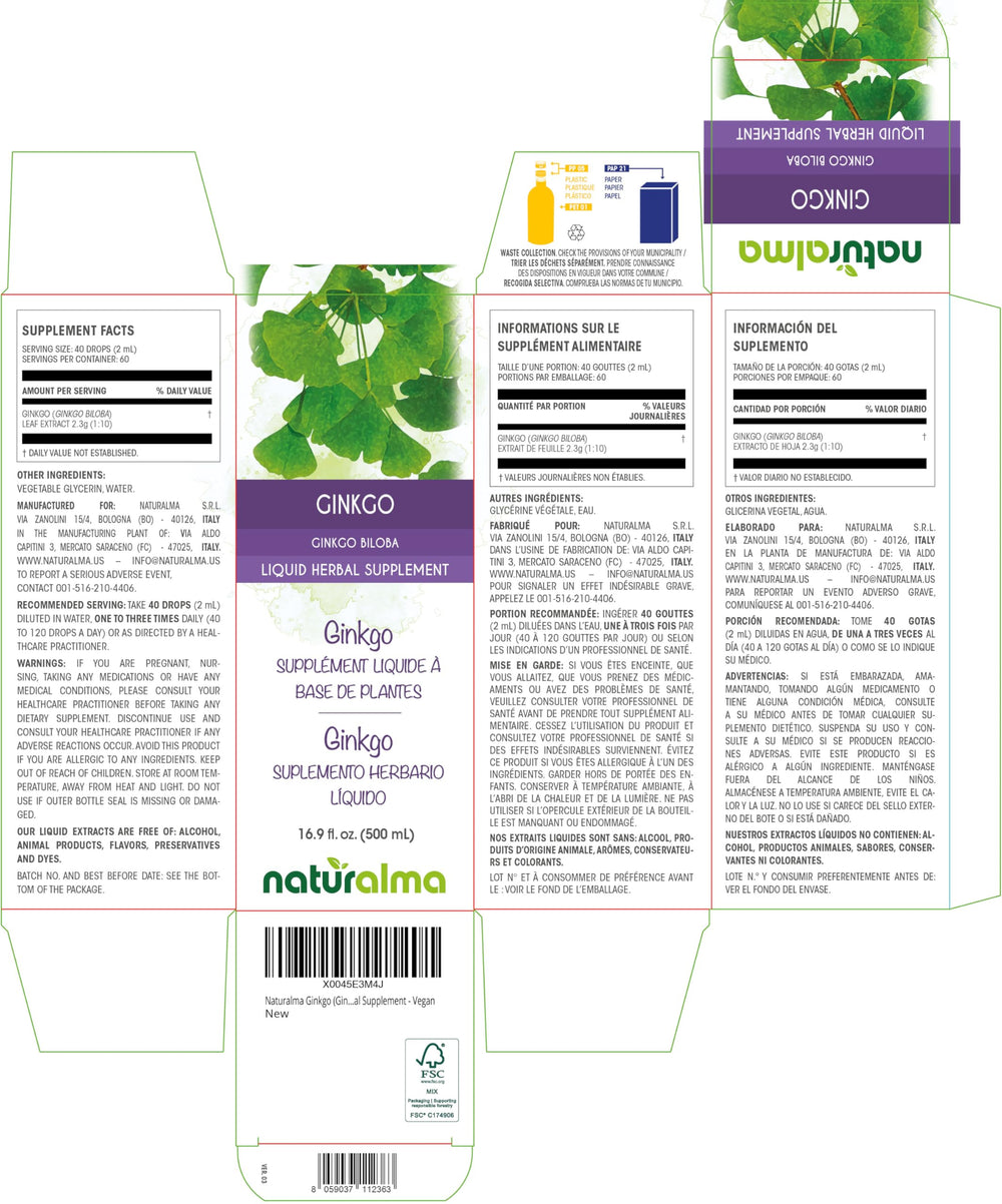 Naturalma Ginkgo Biloba tincture label close-up