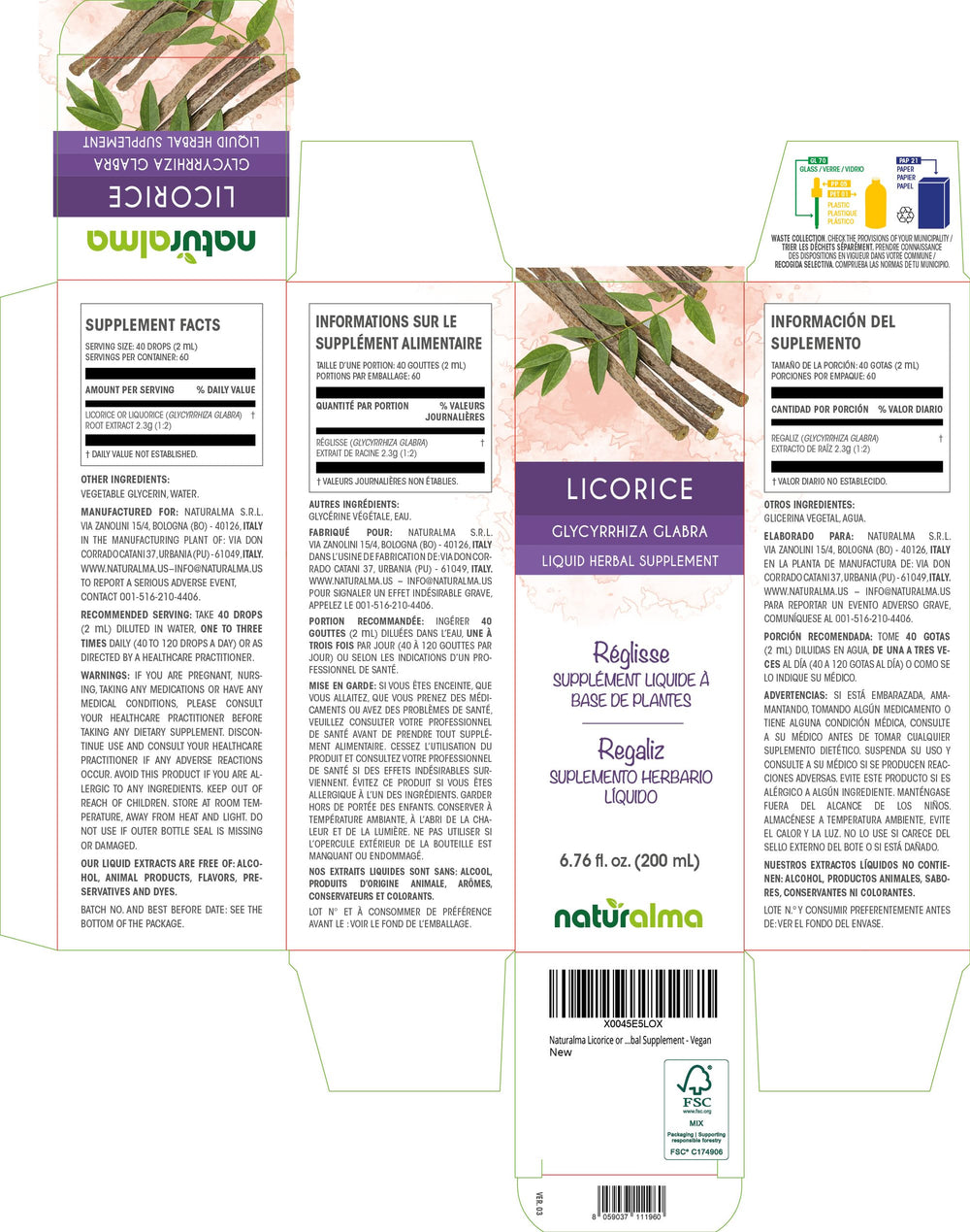 Close-up of licorice root tincture drops in a glass bottle