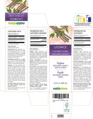 Close-up of licorice root tincture drops in a glass bottle