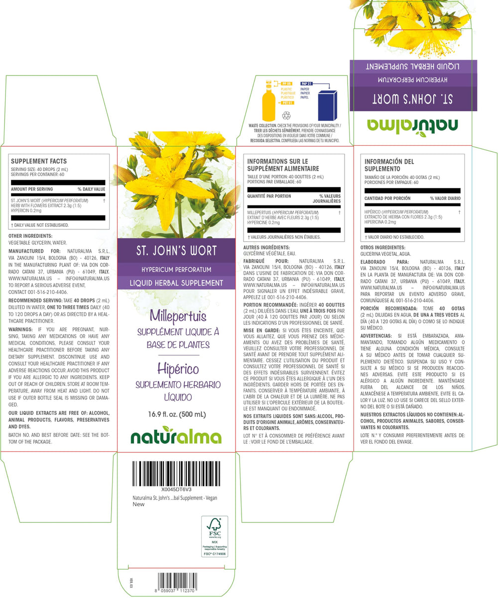 Front label of Naturalma St. John's Wort tincture 500ml