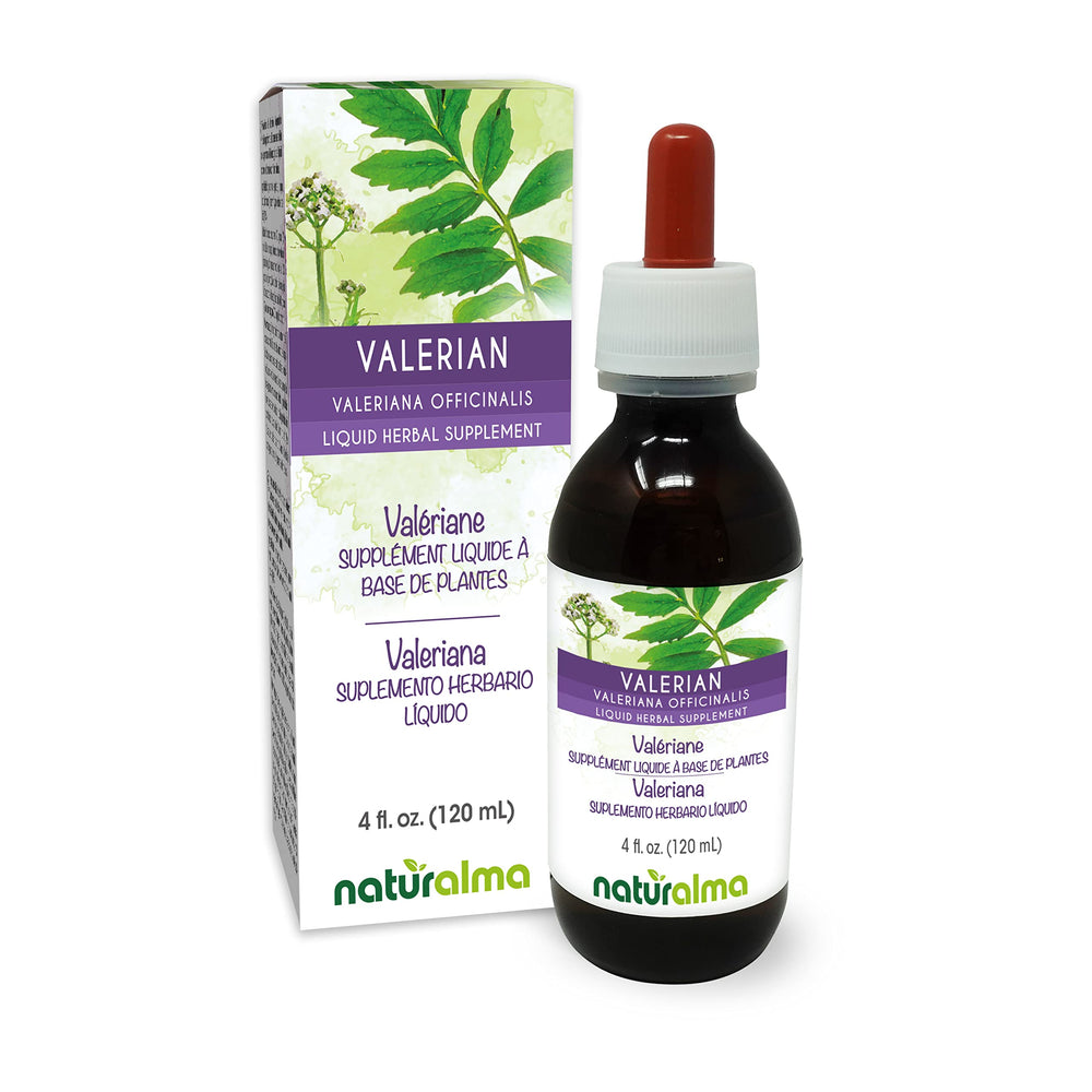 Naturalma Valerian Root Tincture bottle 4 oz, alcohol-free, vegan