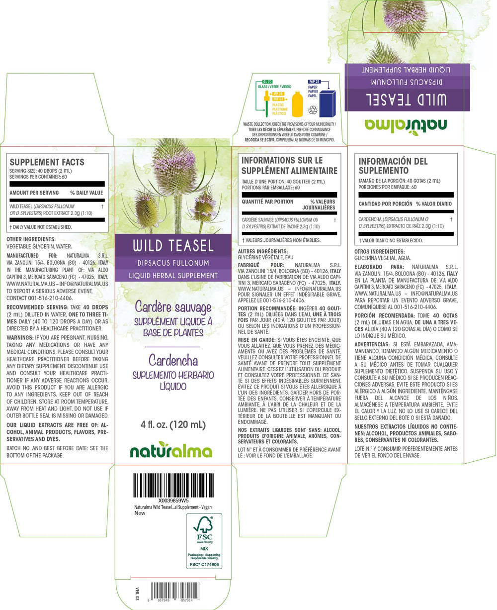 Close-up of Teasel tincture label