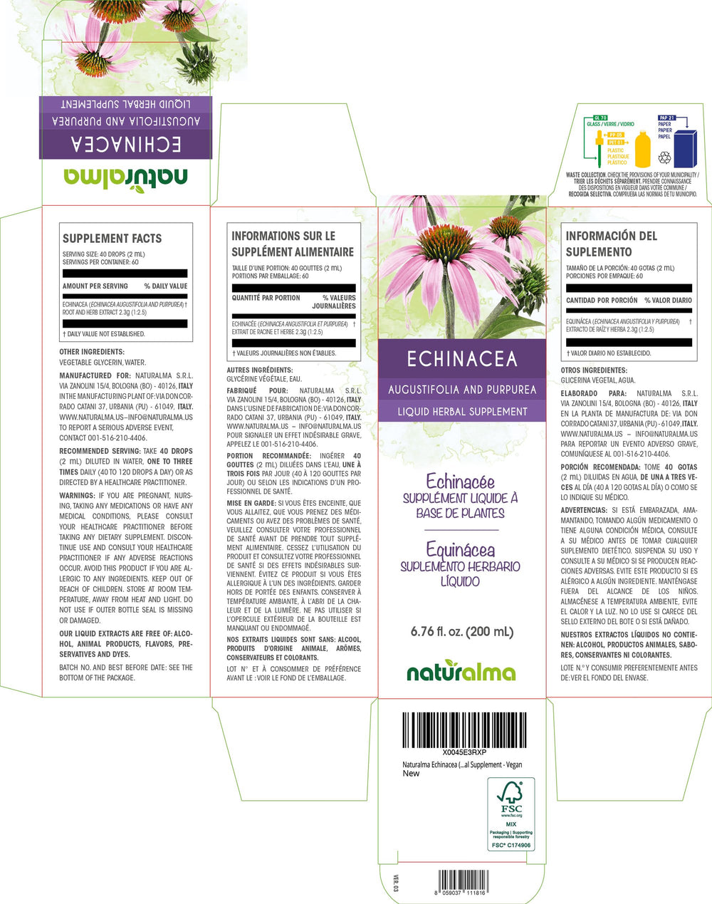 Close-up of Echinacea liquid extract in a dropper