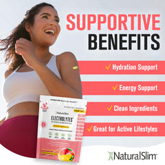 NaturalSlim Hydration & Energy vegan-friendly label signaling sugar-free formula