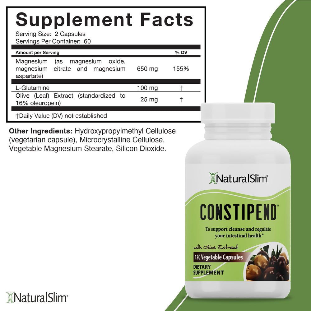 Close-up of Constipend ingredients: Magnesium Citrate and Aspartate