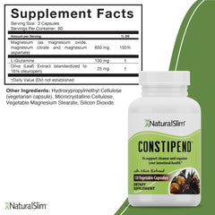Close-up of Constipend ingredients: Magnesium Citrate and Aspartate