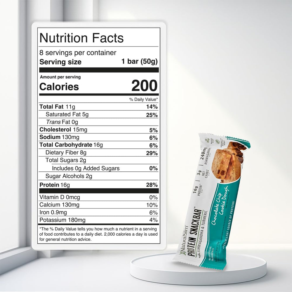 NaturalSlim protein bar close-up highlighting chewy texture and protein
