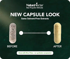 Close-up of Brazilian red, green, and brown propolis capsules
