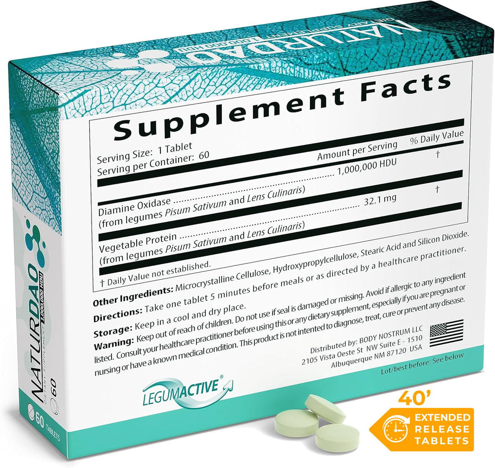 Extended-release DAO enzyme tablet close-up