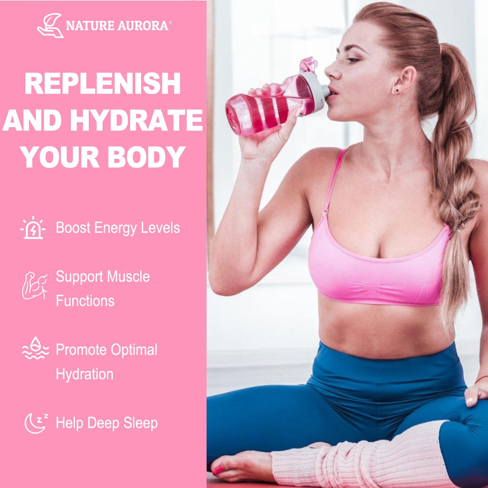 Nature Aurora watermelon electrolyte powder dissolving in water for a smooth, calorie-free drink