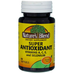 Product label for Nature's Blend Super Antioxidant Aces 60 Sgels
