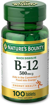 Nature's Bounty Sublingual B-12 500 mcg bottle front view