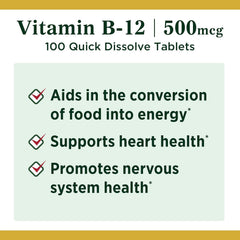 Nature's Bounty Sublingual B-12 500 mcg box and bottle