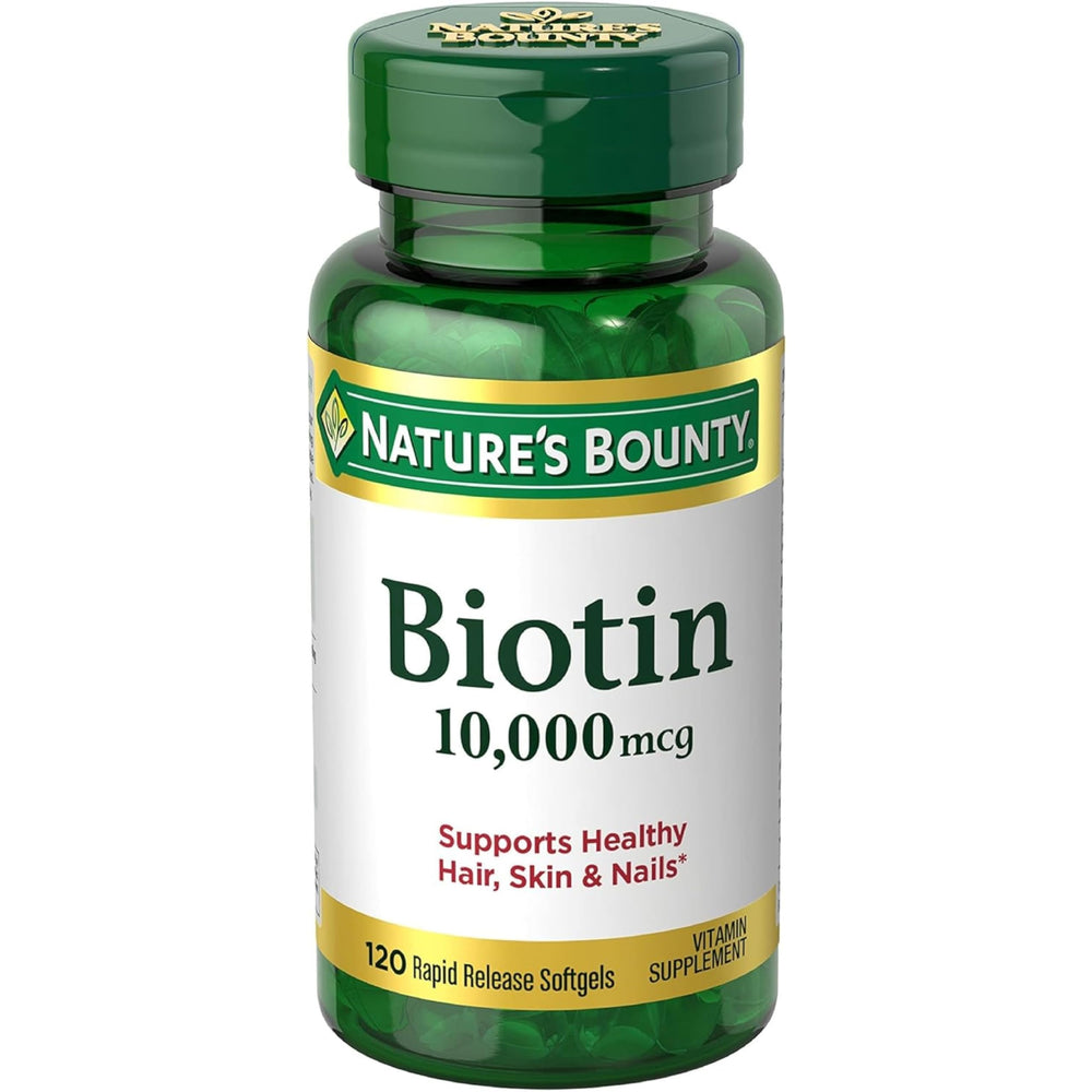 Nature's Bounty Biotin 10,000 mcg Ultra Strength bottle label
