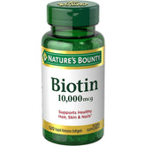 Nature's Bounty Biotin 10,000 mcg Ultra Strength bottle label