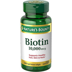 Nature's Bounty Biotin 10,000 mcg Ultra Strength bottle label