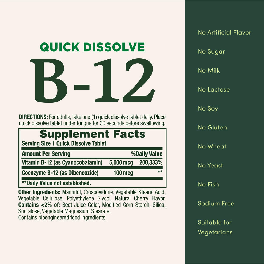 Label highlighting vegetarian, gluten-free, and sugar-free formula