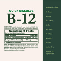 Label highlighting vegetarian, gluten-free, and sugar-free formula