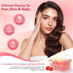 Close-up of peach-flavored collagen gummies