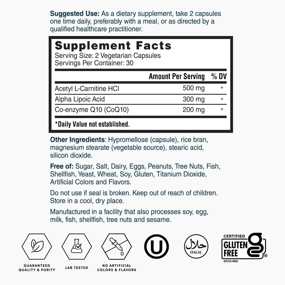 Illustration of cellular energy production and antioxidants with capsules